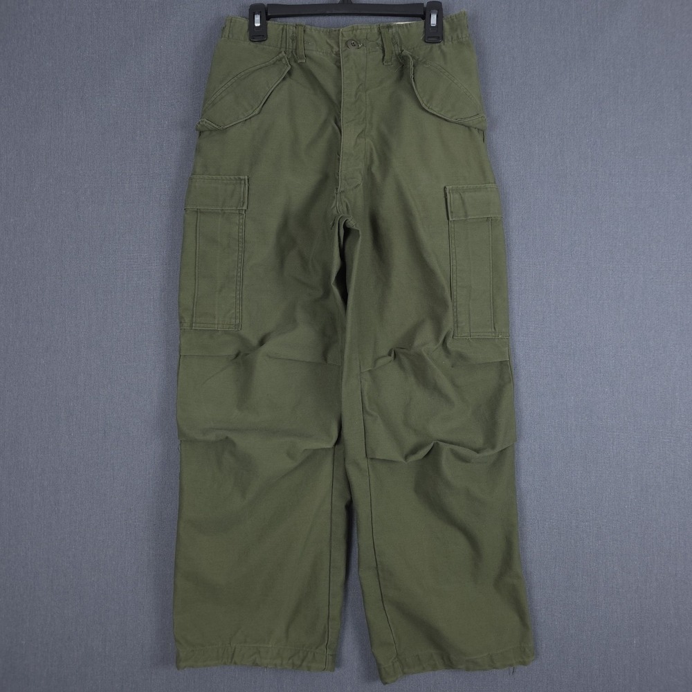 Vintage 70s Cold Weather Cargo Pants Trousers Sateen Green 107 Small (Fits29x29)